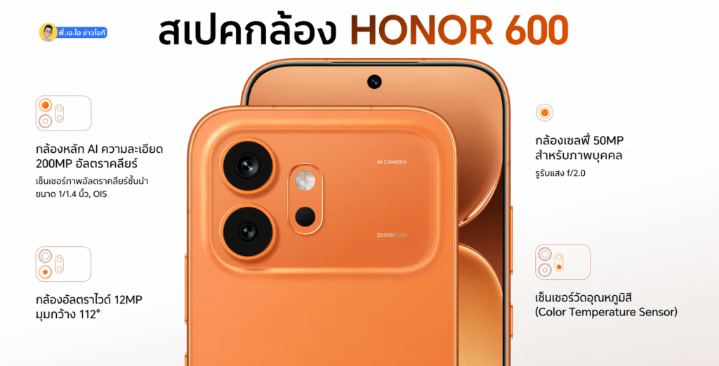 สเปคกล้อง HONOR 600